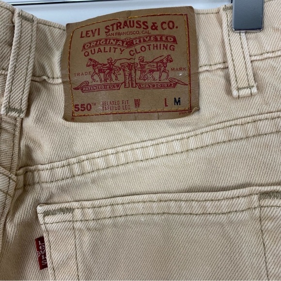 VINTAGE 90s LEVI’S 550 Relaxed Fit Tapered Leg Tan Khaki Denim Jeans size 7 - Picture 3 of 9
